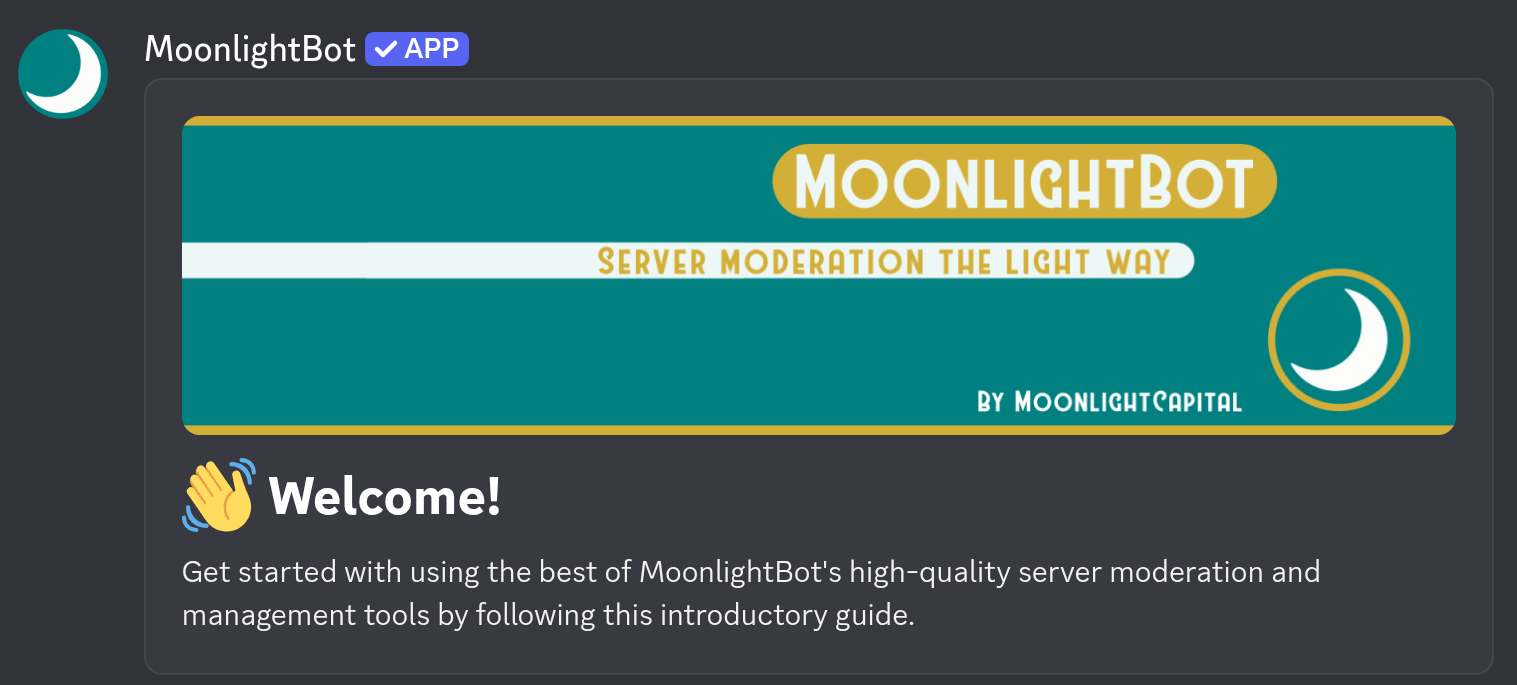 The beginning of the introductory guide DM. The rest of the message continues explaining the introductory activities.